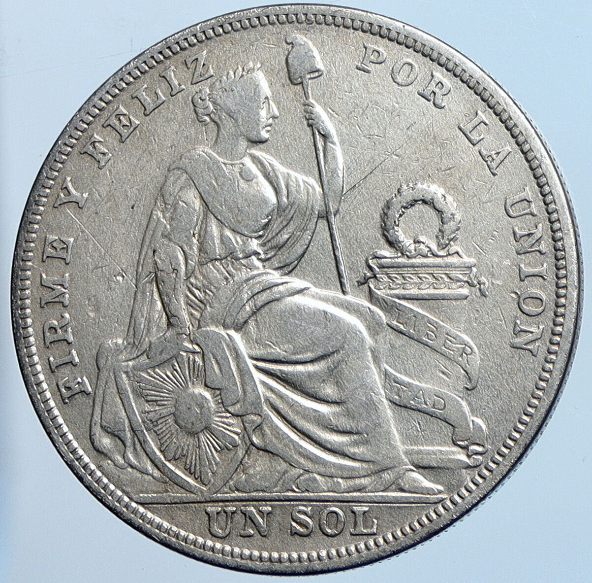 1924 PERU South America 1 SOL Antique BIG Original Silver Peruvian Coin i114549