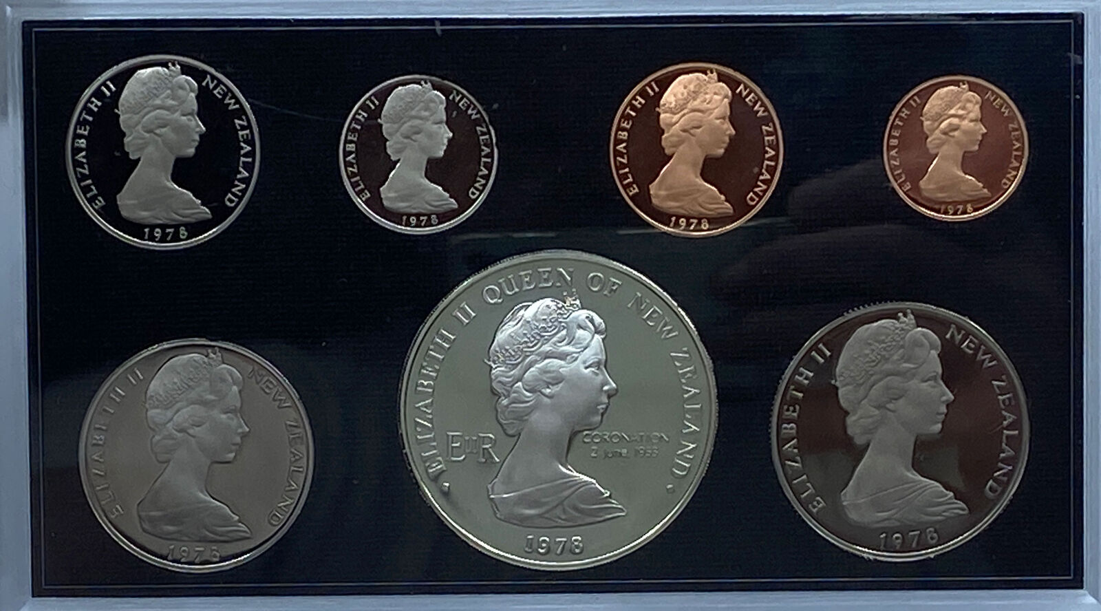 1978 NEW ZEALAND Queen CORONATION Elizabeth II PF Set 7 Coins 1is Silver i114523