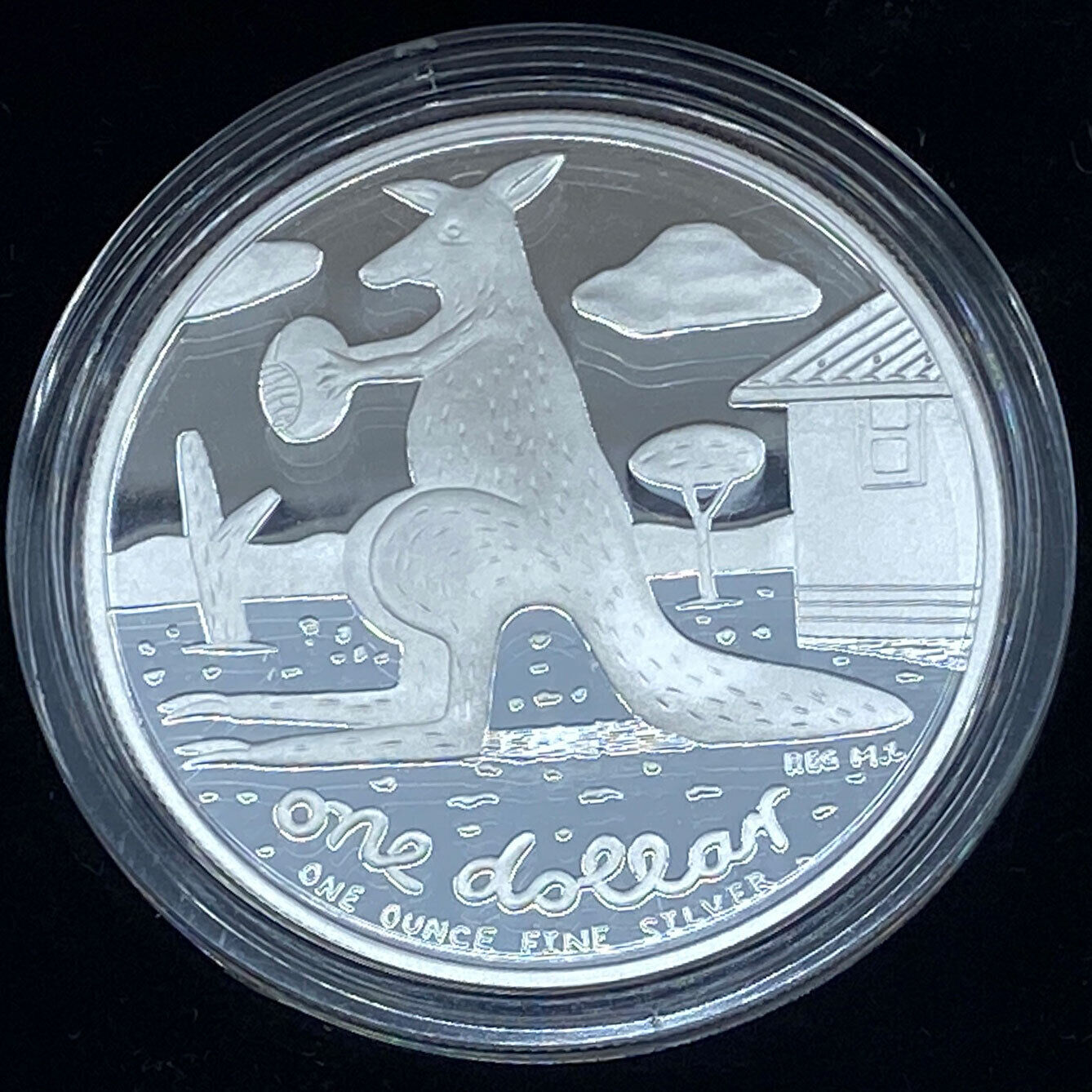 2008 AUSTRALIA UK Queen Elizabeth II Kangaroo PRF Silver 1OZ Dollar Coin i114527