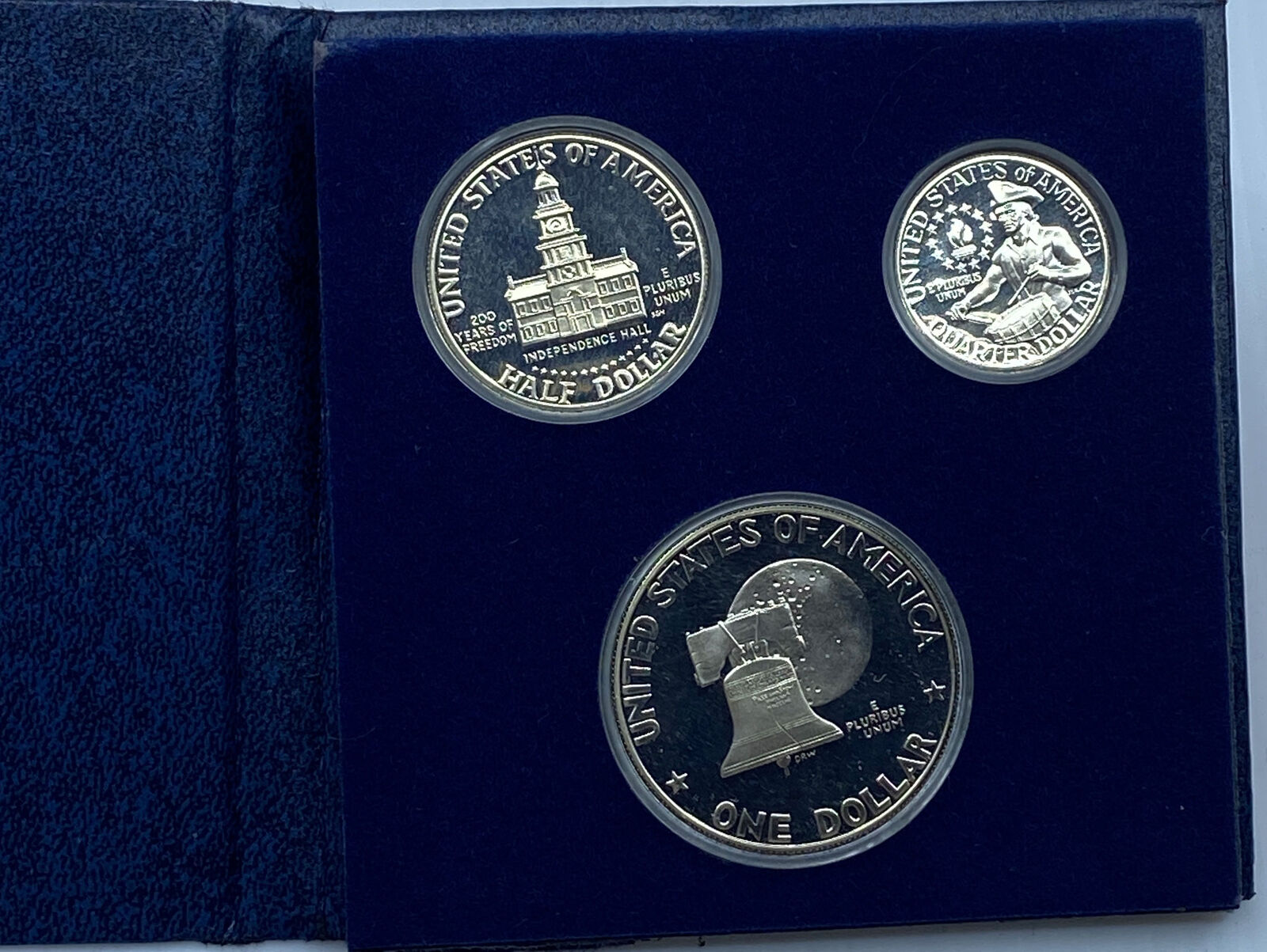 1976 S US JFK Eisenhower Apollo 11 BICENTENNIAL SILVER Set of 3 Coins i114516
