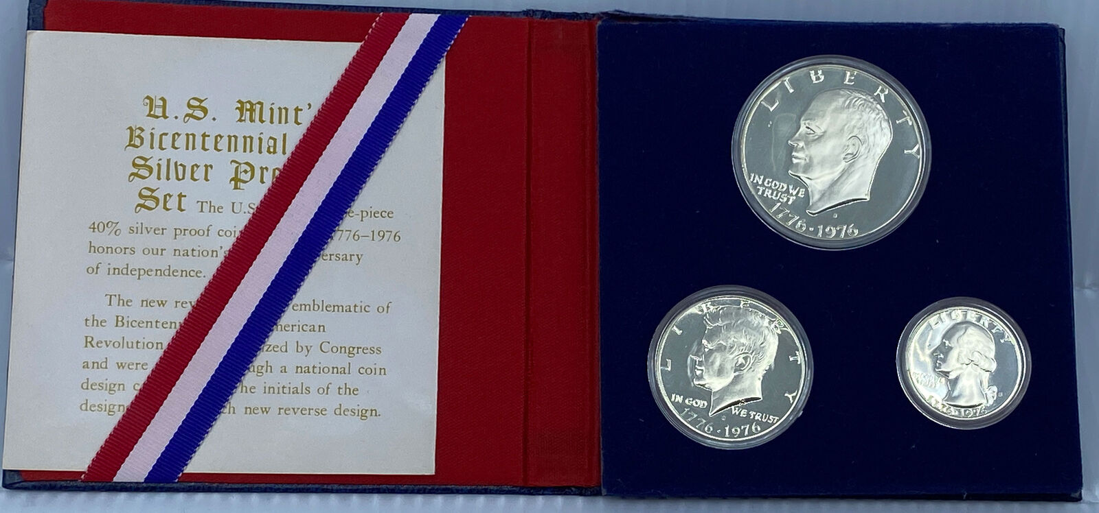 1976 S US JFK Eisenhower Apollo 11 BICENTENNIAL SILVER Set of 3 Coins i114516