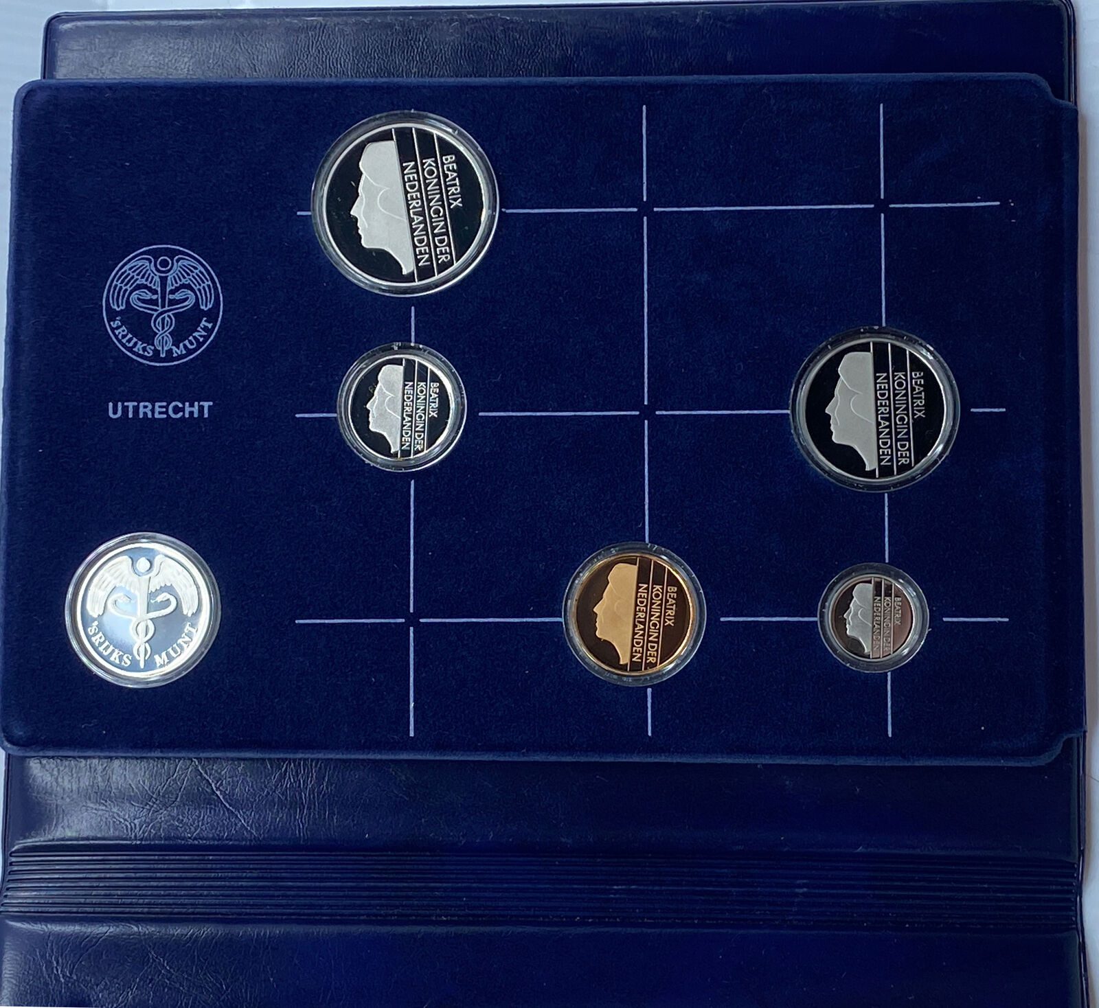 1987 NETHERLANDS Queen Beatrix Proof Set of 6 Vintage Coins 1 is Silver i114520