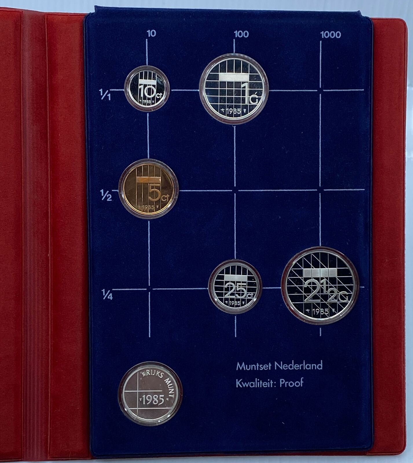 1985 NETHERLANDS Queen Beatrix Proof Set of 6 Vintage Coins 1 is Silver i114517