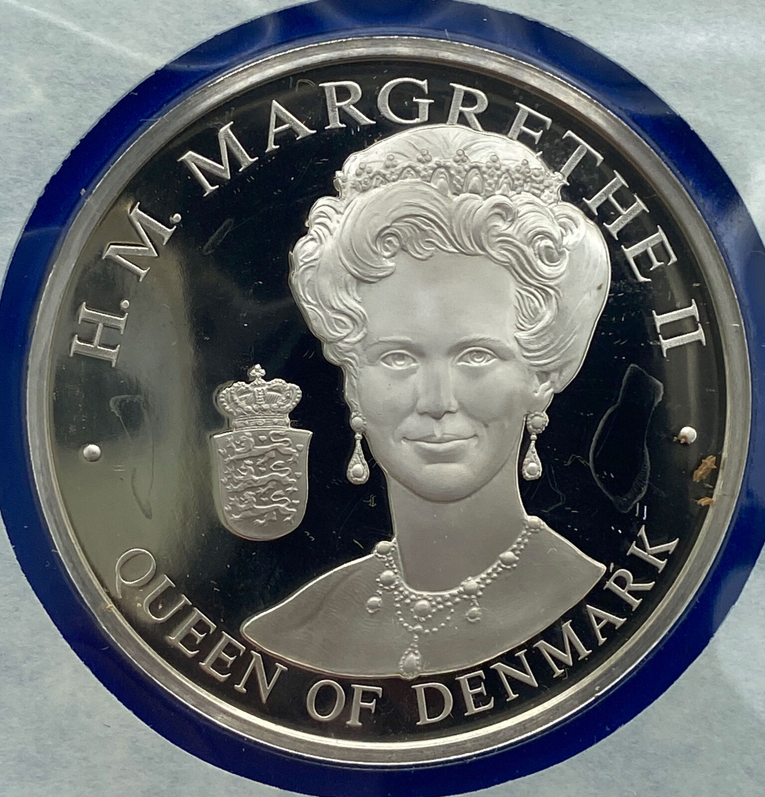 1976 US BICENTENNIAL VISIT Denmark Queen Margrethe II Proof Silver Medal i114240