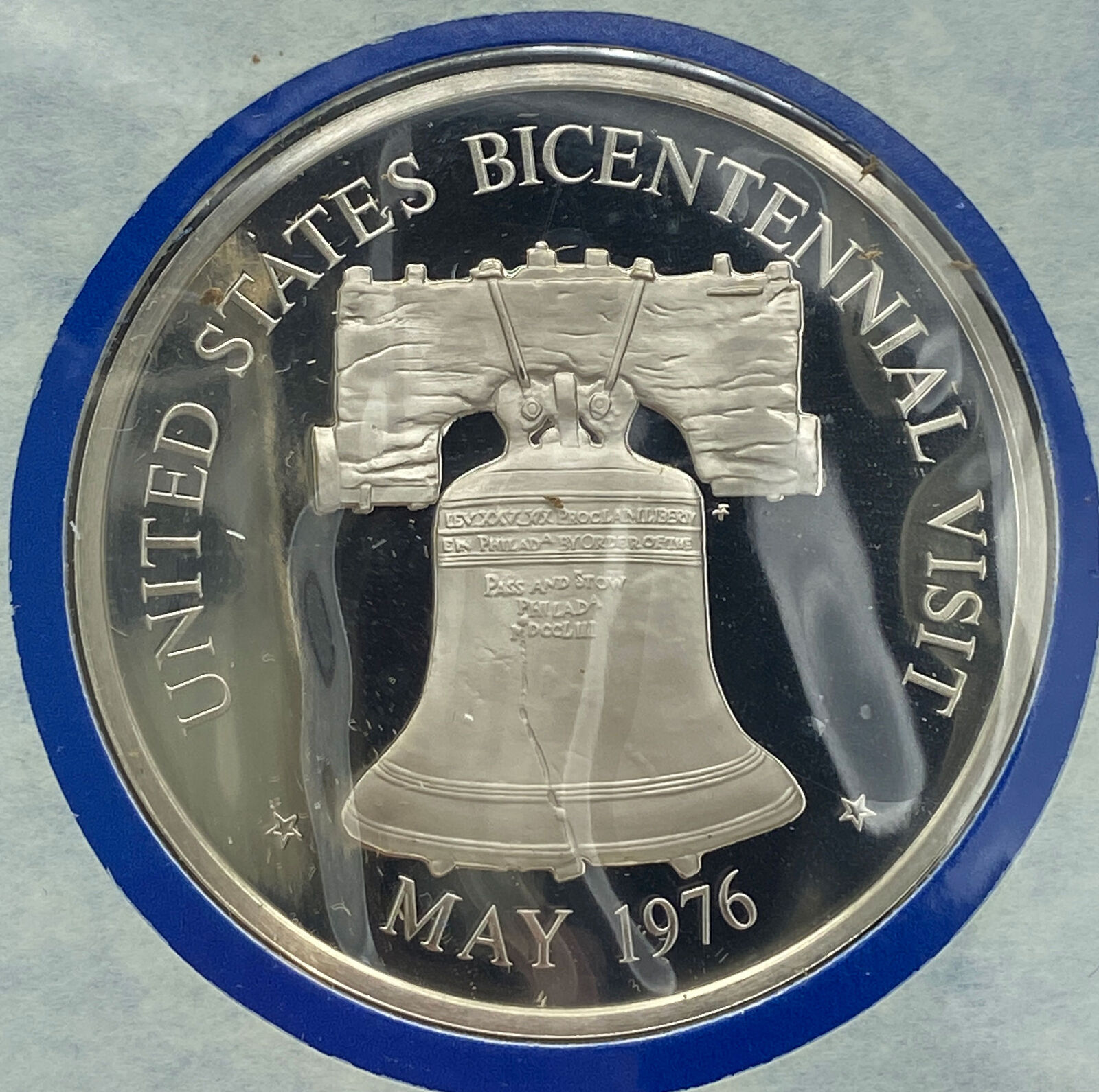 1976 US BICENTENNIAL VISIT Denmark Queen Margrethe II Proof Silver Medal i114240