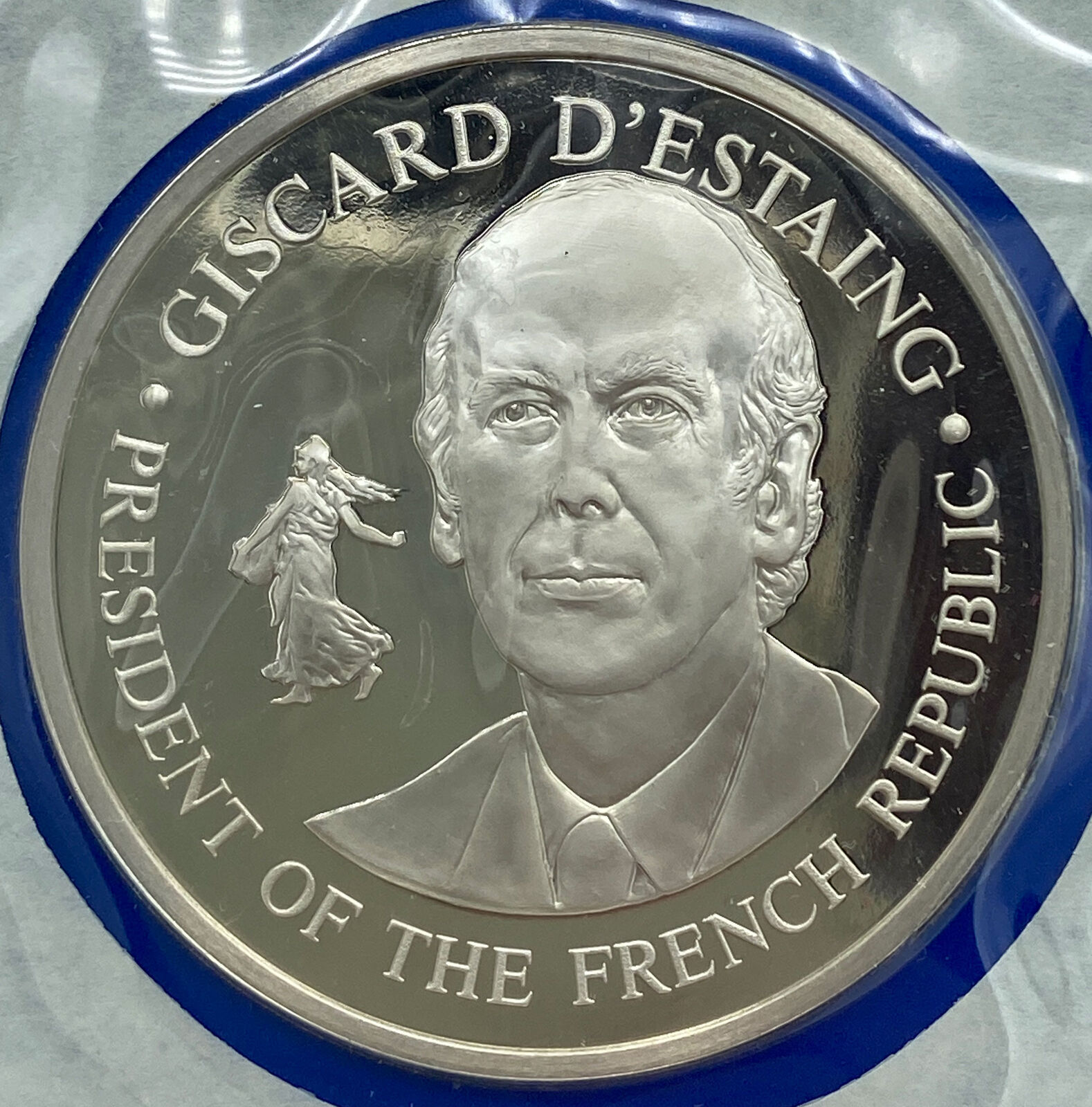 1976 US BICENTENNIAL VISIT French President D'ESTAING Proof Silver Medal i114242