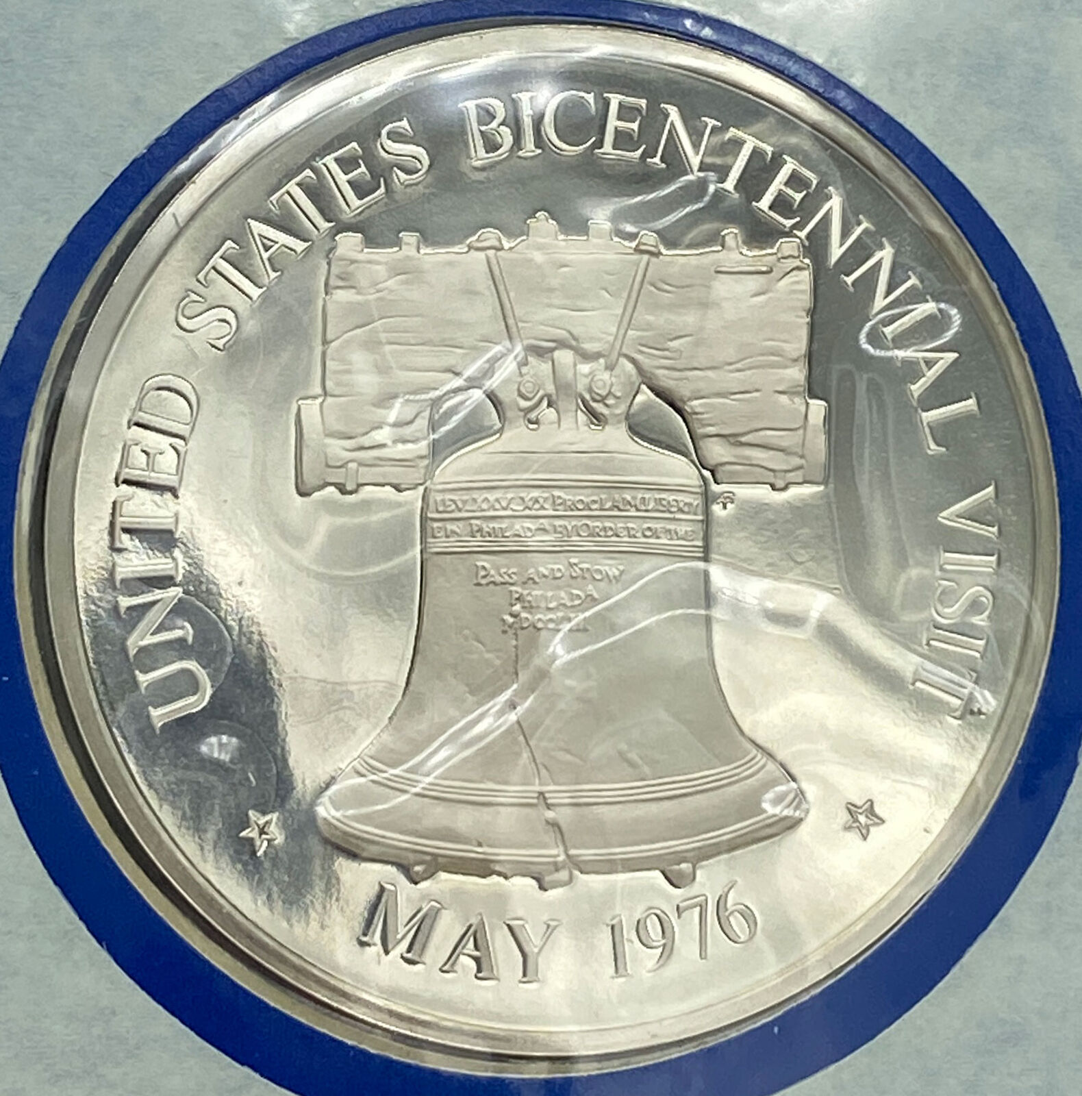 1976 US BICENTENNIAL VISIT French President D'ESTAING Proof Silver Medal i114242