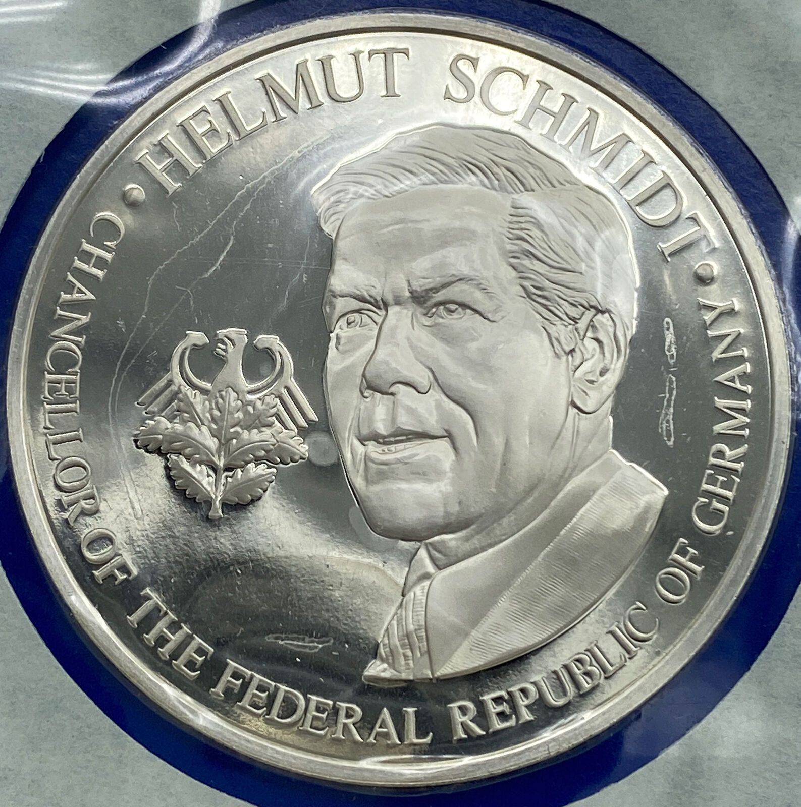 1976 US BICENTENNIAL VISIT German Chancellor SCHMIDT Proof Silver Medal i114243