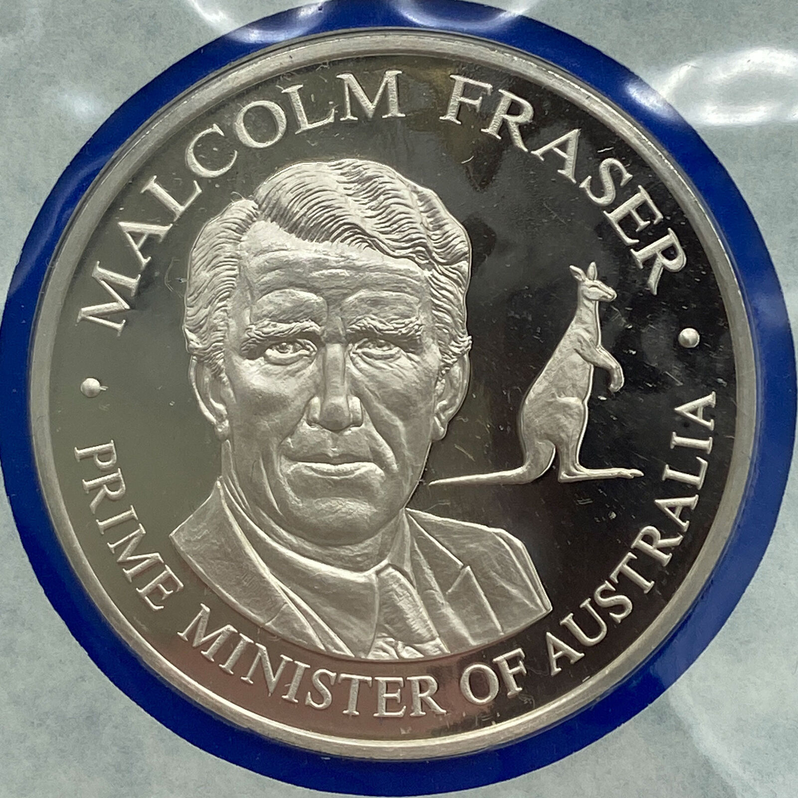 1976 US BICENTENNIAL VISIT Australian PM Fraser OLD Proof Silver Medal i114241