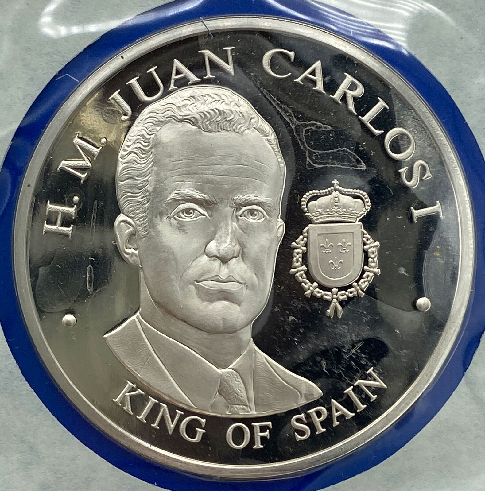 1976 US BICENTENNIAL VISIT King Spain JUAN CARLOS I Proof Silver Medal i114234