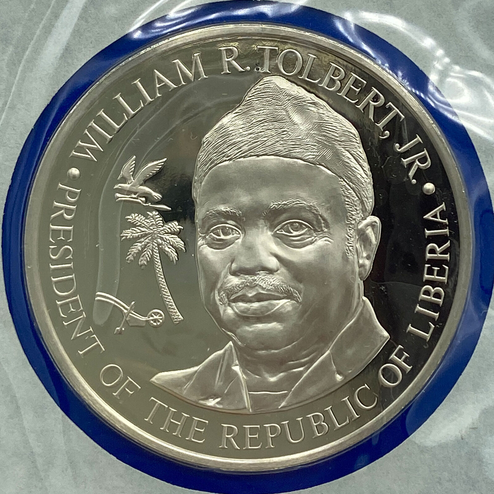 1976 US BICENTENNIAL VISIT Liberia William Tolbert Jr Proof Silver Medal i114239