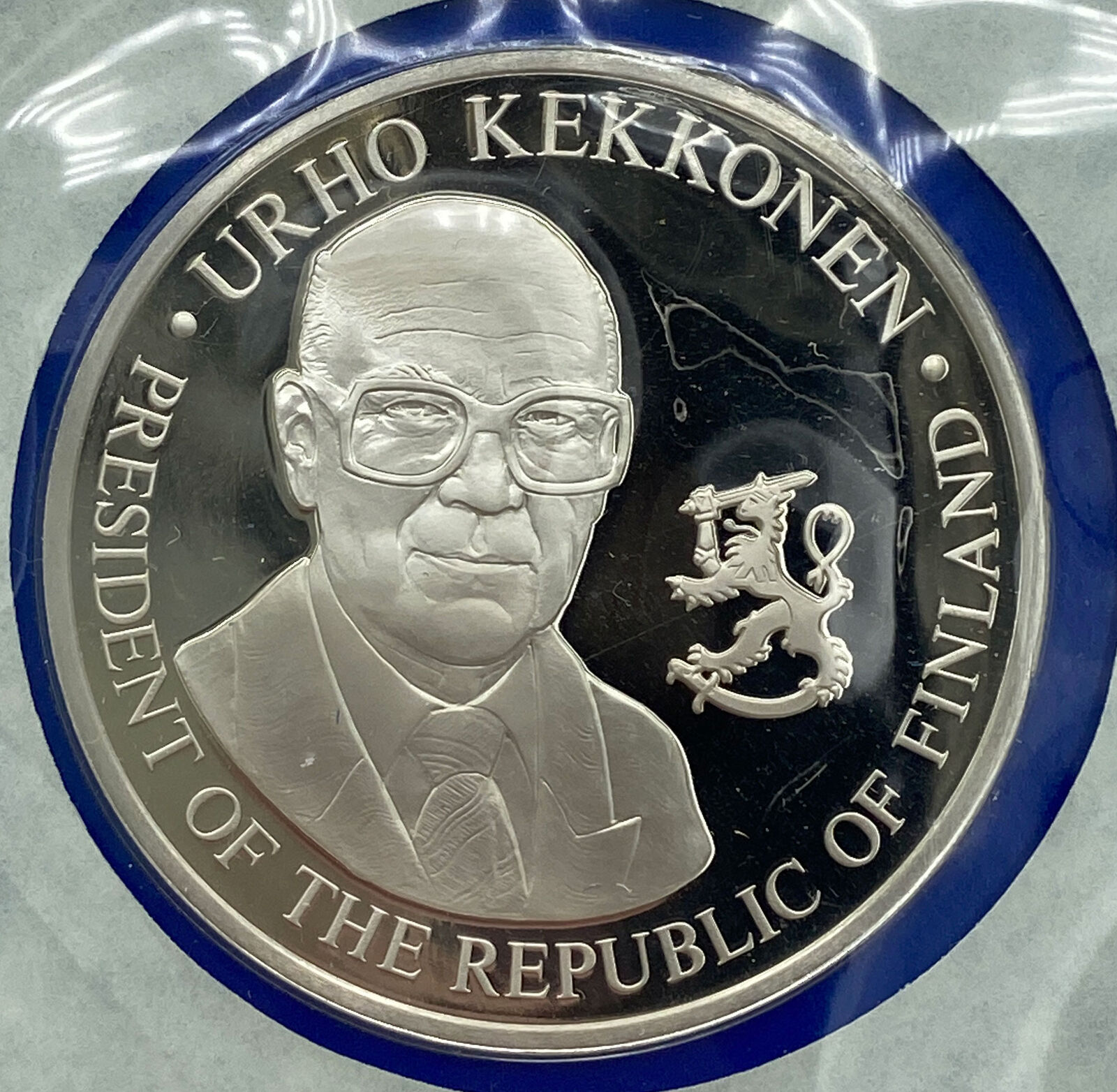 1976 US BICENTENNIAL VISIT Finland Prez Urho Kekkonen Proof Silver Medal i114237