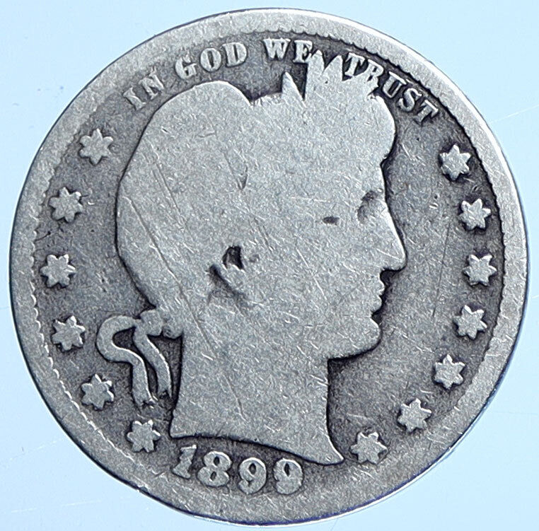 1899 P UNITED STATES US Silver LIBERTY Barber Quarter Dollar Coin EAGLE i114934
