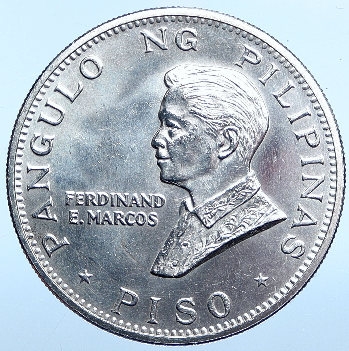 1970 PHILIPPINES Ferdinand Marcos & Pope Paul VI OLD Silver Piso Coin i114944