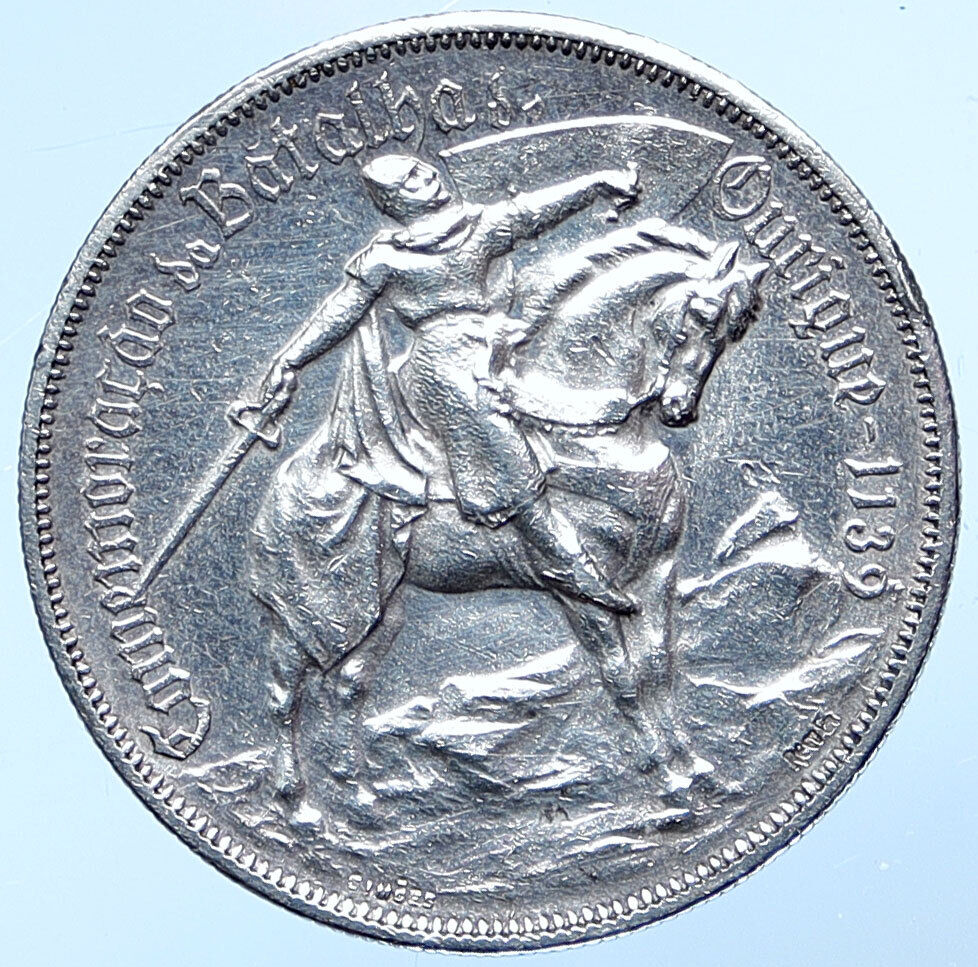 1928 PORTUGAL Battle of Ourique Henriques v Almoravid Silver 10 Esc Coin i114940