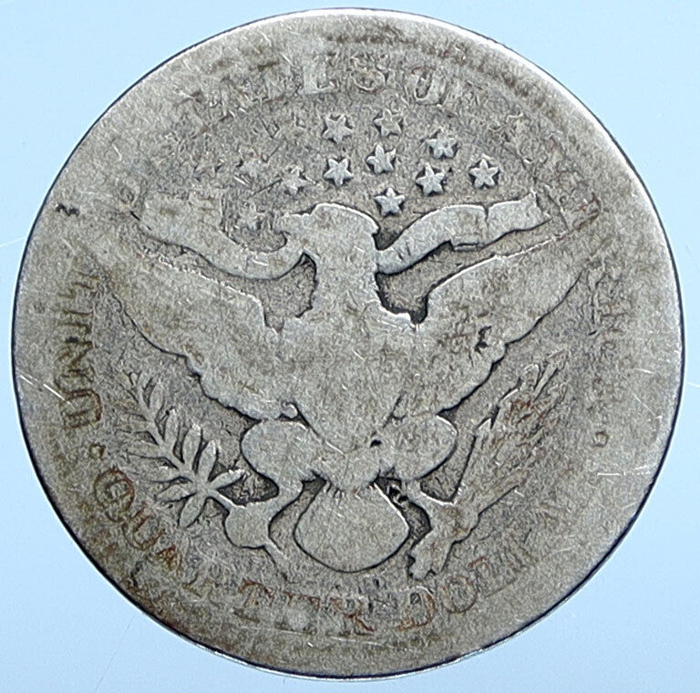 1909 D UNITED STATES US Silver LIBERTY Barber Quarter Dollar Coin EAGLE i114953