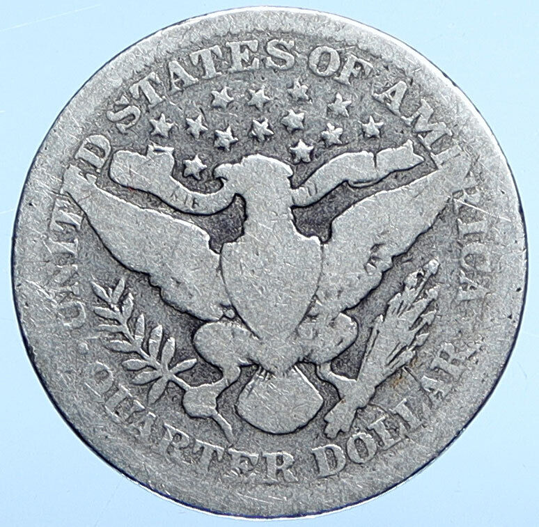 1906 P UNITED STATES US Silver LIBERTY Barber Quarter Dollar Coin EAGLE i114951