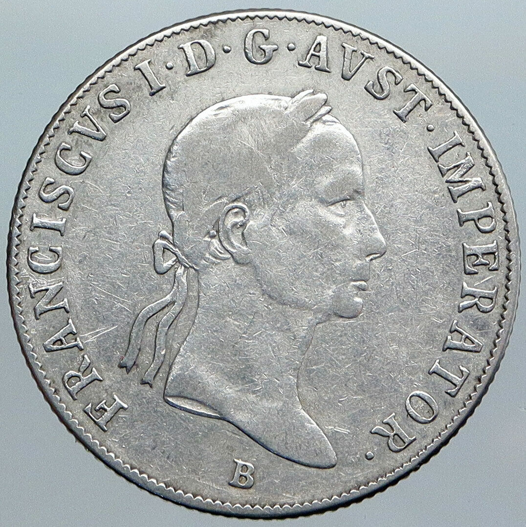 1834 AUSTRIA w King FRANCIS I (II) Antique VINTAGE Silver 20 Kreuzer Coin i88978