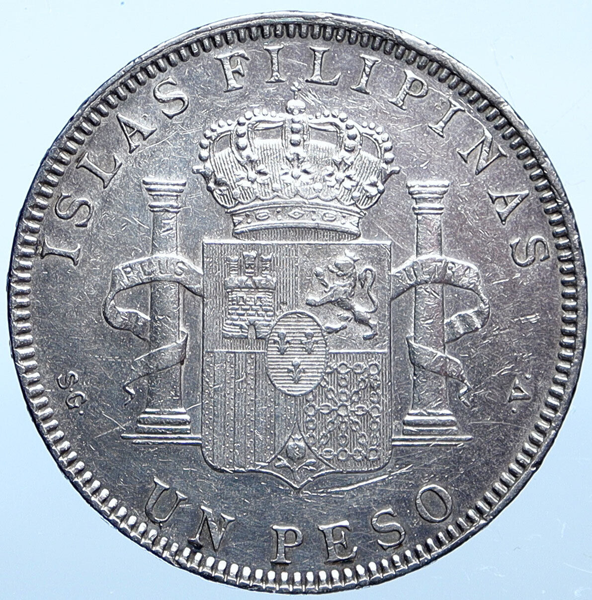 1897 PHILIPPINES under SPAIN King ALFONSO XIII Silver ISLAS Rare Coin i114899