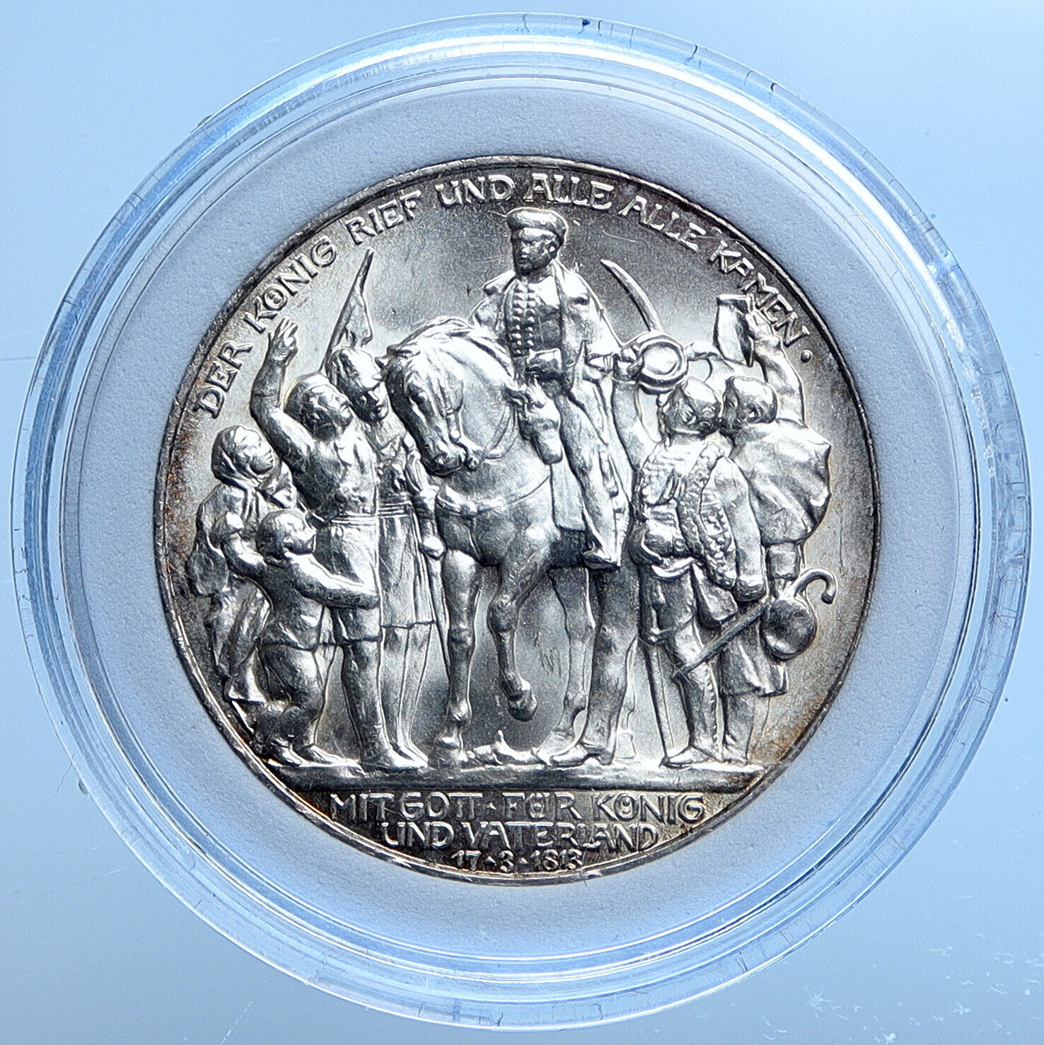 1913 GERMANY William III Prussia War NAPOLEON Rare Silver 3 Mark Coin i114975