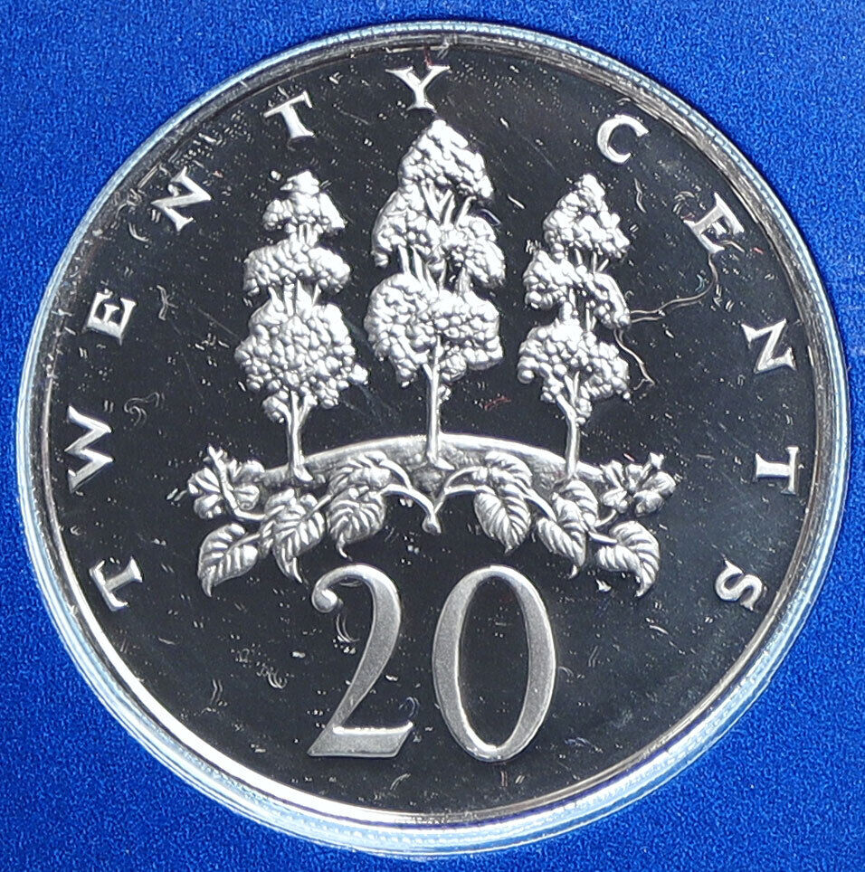 1976 JAMAICA Nature MAHOE TREES FAO - UN OLD VINTAGE Proof 20 Cents Coin i115037