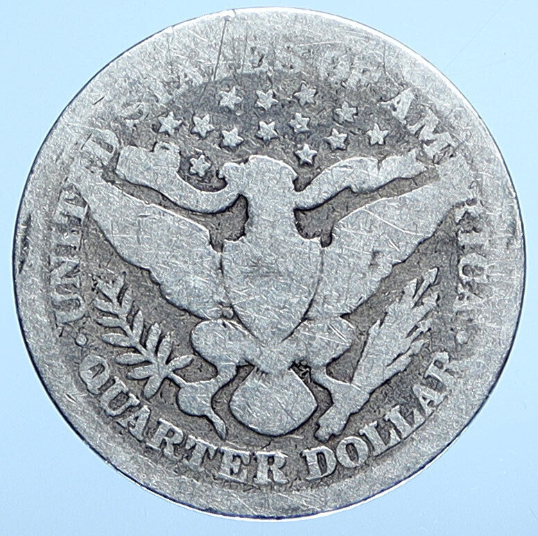 1899 P UNITED STATES US Silver LIBERTY Barber Quarter Dollar Coin EAGLE i115011