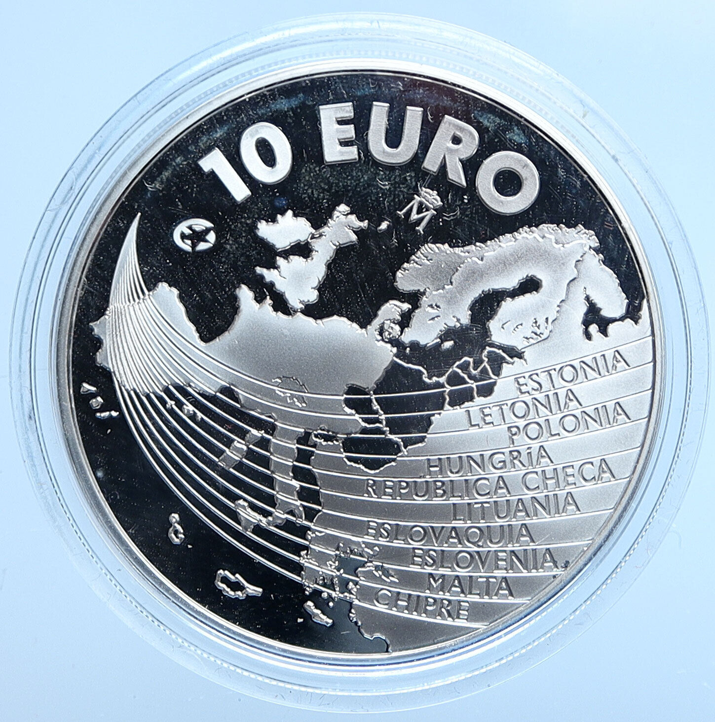 2004 SPAIN JUAN CARLOS I European Union Larger Proof Silver 10 Euro Coin i114976