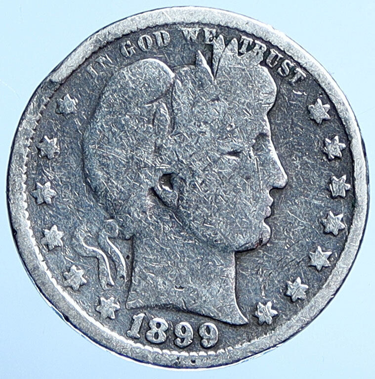 1899 P UNITED STATES US Silver LIBERTY Barber Quarter Dollar Coin EAGLE i115012