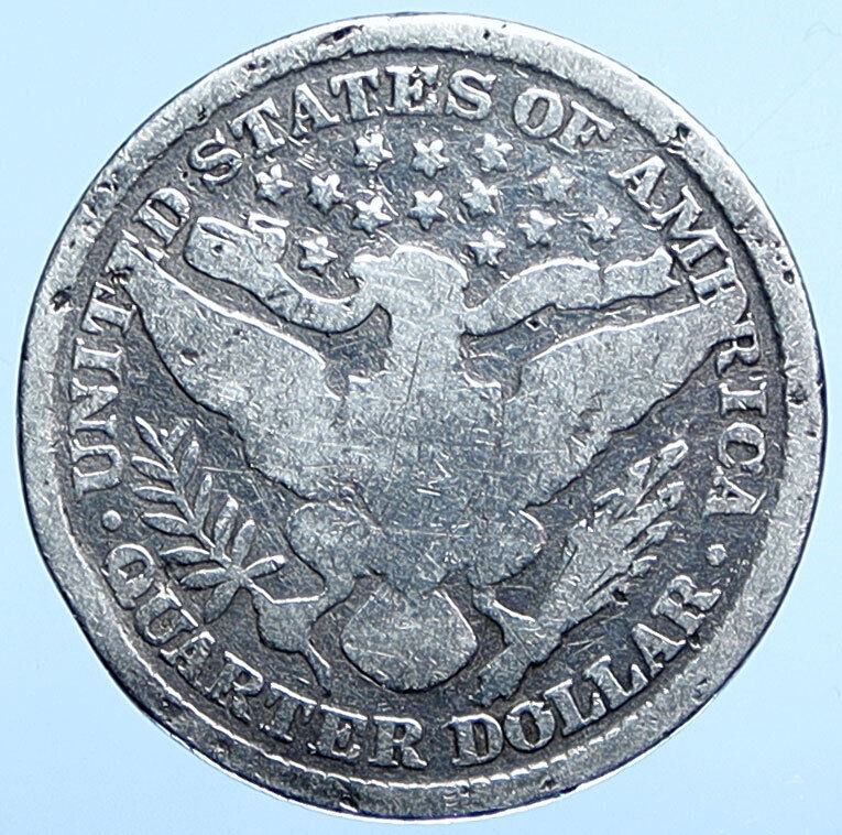 1899 P UNITED STATES US Silver LIBERTY Barber Quarter Dollar Coin EAGLE i115012