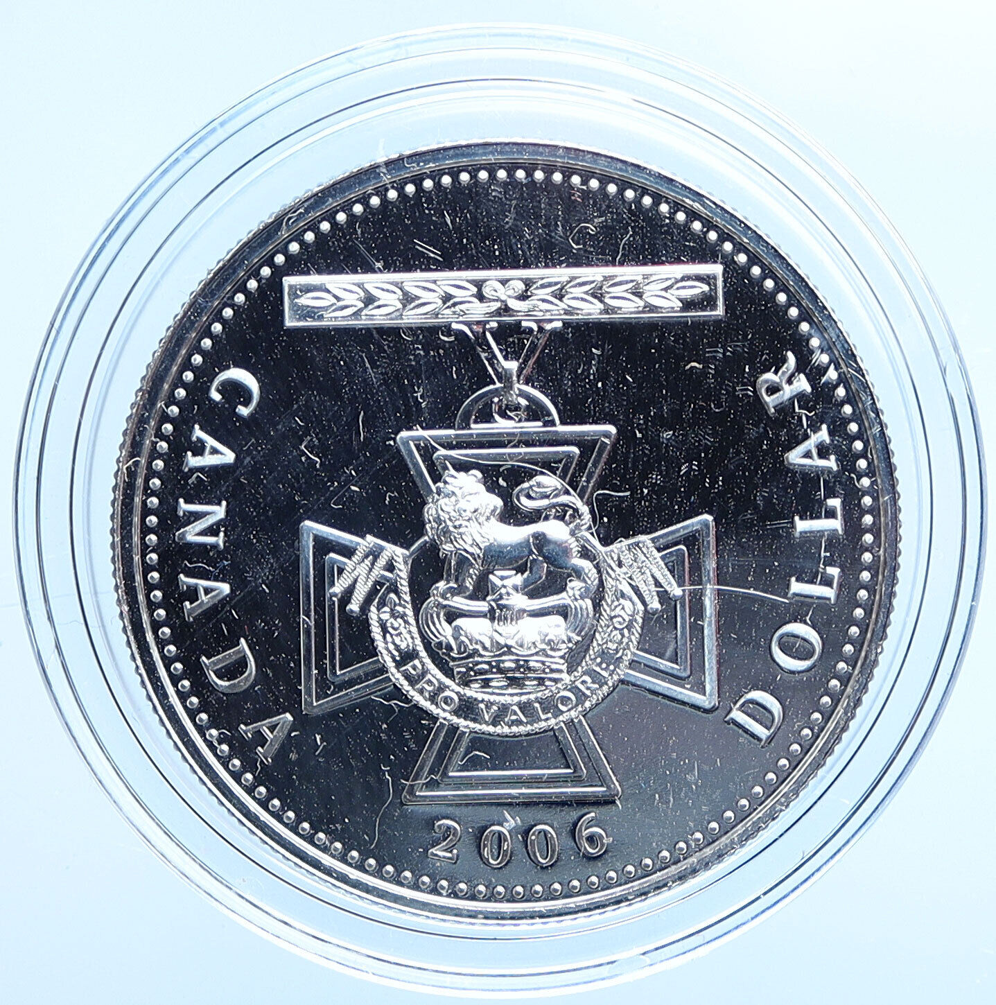 2006 CANADA Queen Elizabeth II OLD Victoria Cross BU PFL Silver $1 Coin i114981