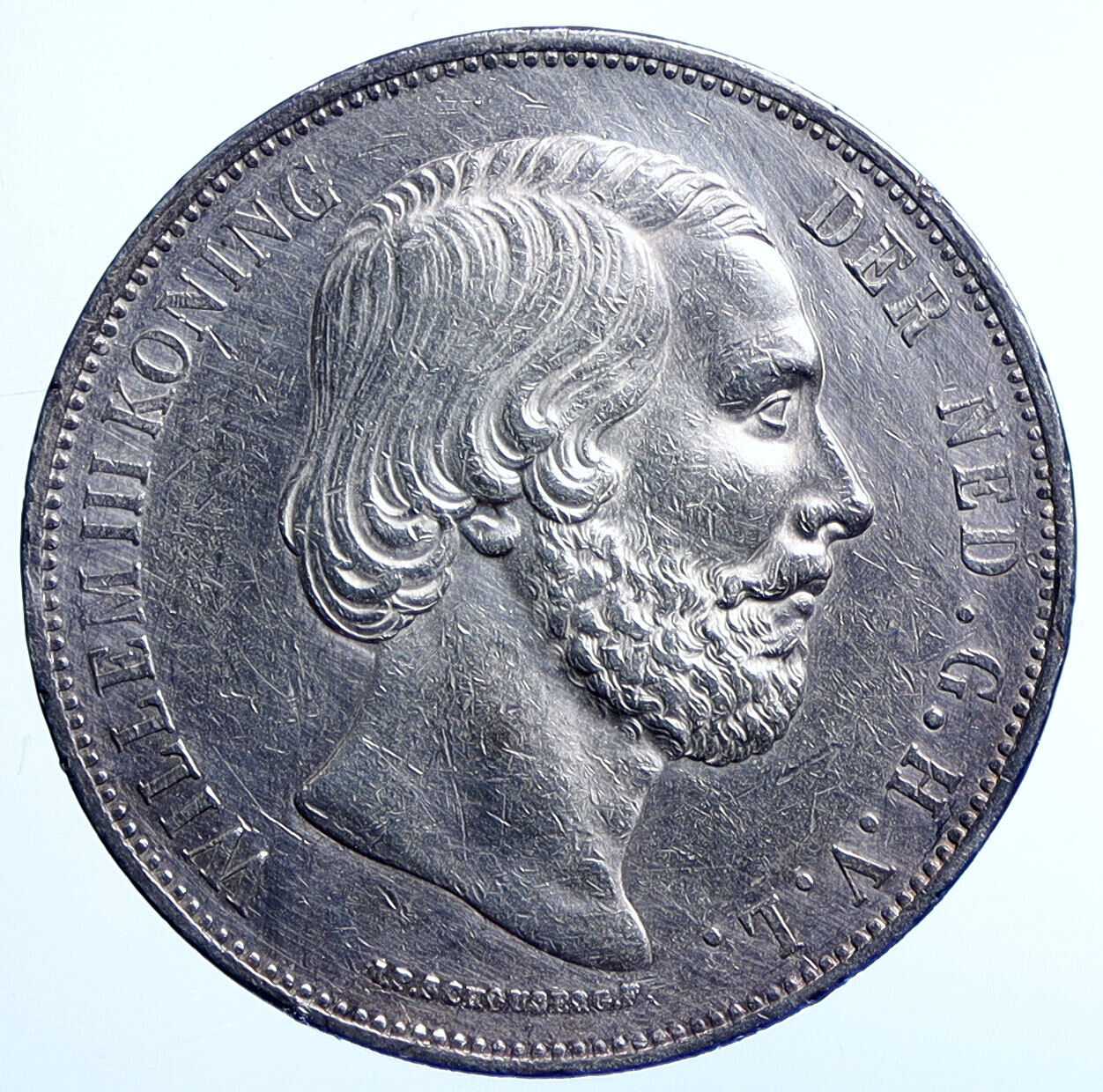 1872 Netherlands King WILLIAM III Crown ANTIQUE Silver 2 1/2 Gulden Coin i115039