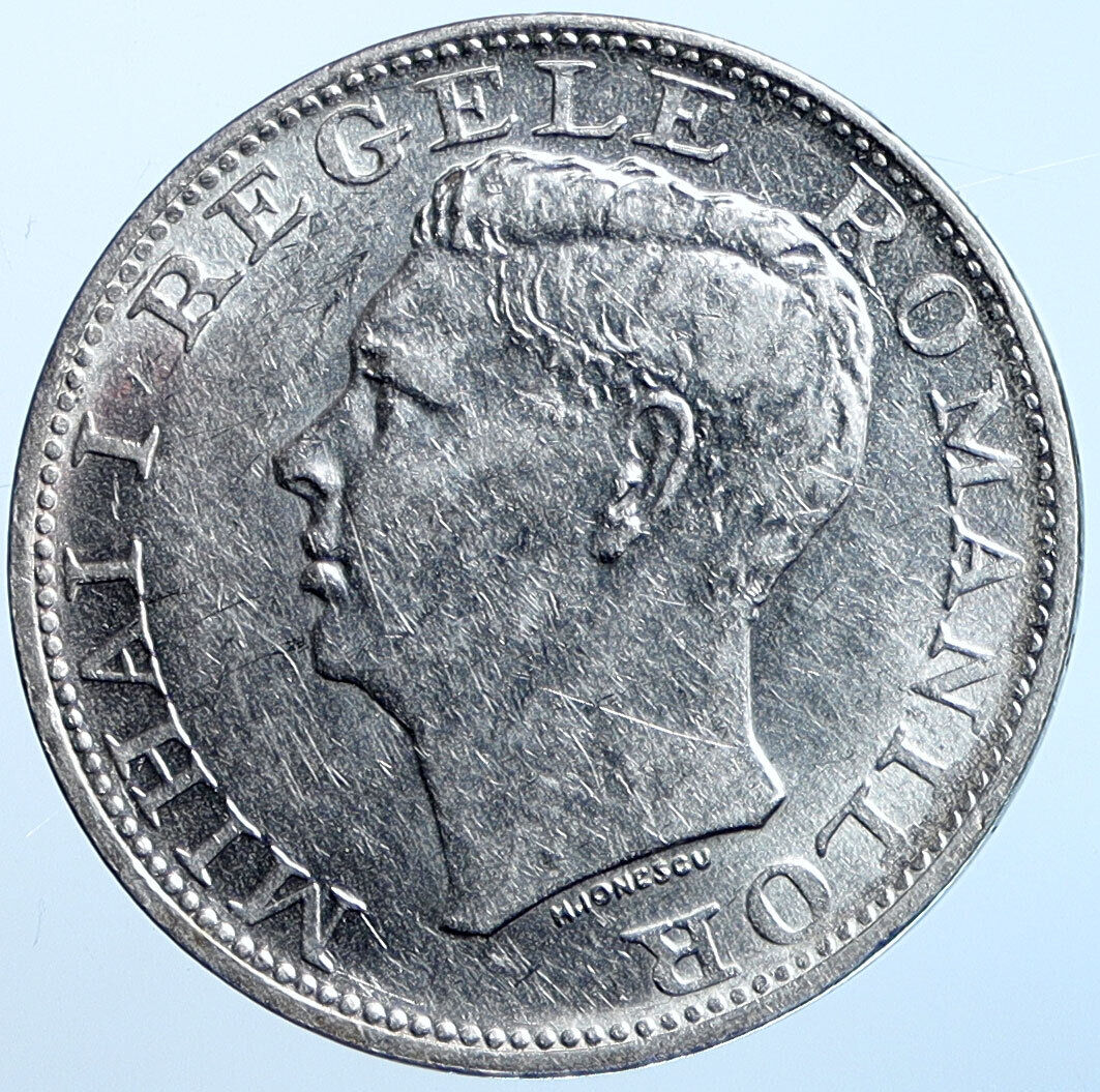 1944 ROMANIA Michael I Antique Genuine OLD Silver 500 LEI Romanian Coin i114657