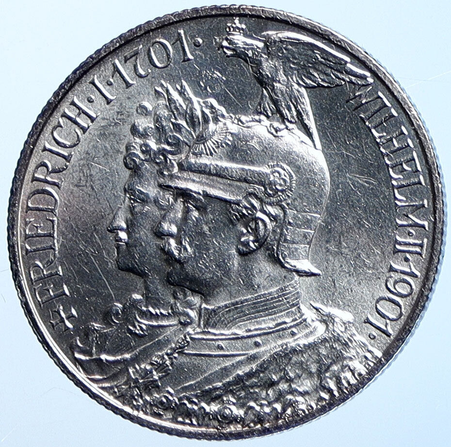 1901A Germany PRUSSIA KINGDOM Wilhelm II Frederick I Silver 2 Mark Coin i114660