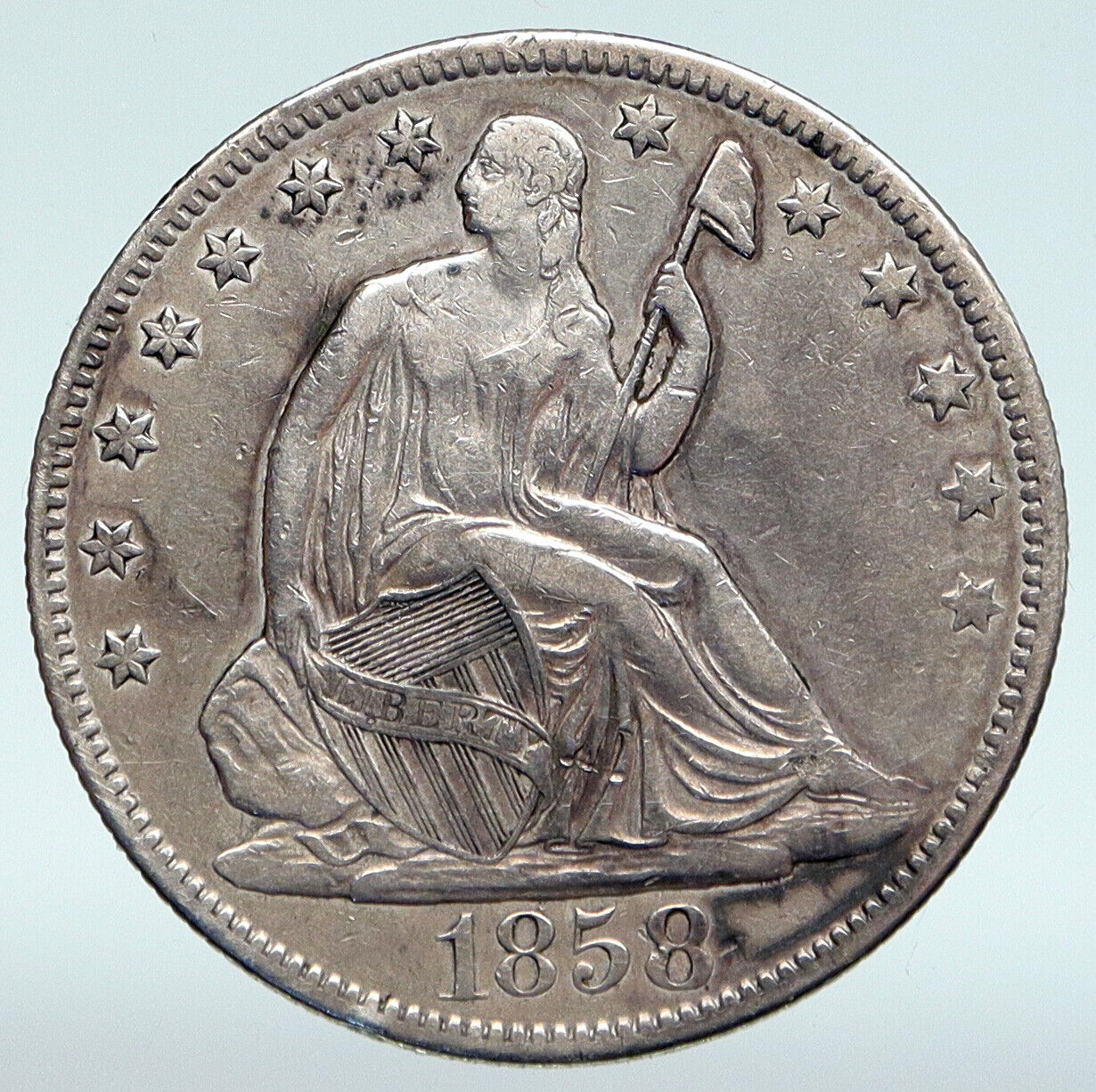1853 O UNITED STATES US Silver SEATED LIBERTY Half Dollar Coin w EAGLE i89377
