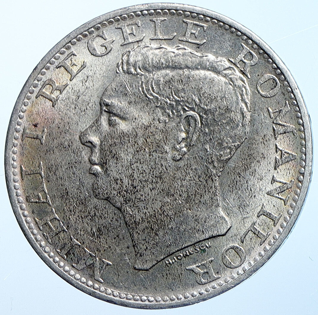 1944 ROMANIA Michael I Antique Genuine OLD Silver 500 LEI Romanian Coin i114669
