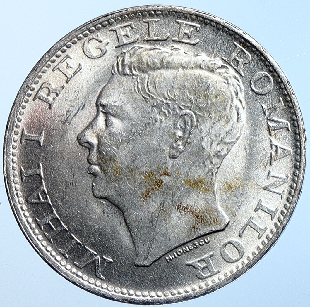 1944 ROMANIA Michael I Antique Genuine OLD Silver 500 LEI Romanian Coin i114667