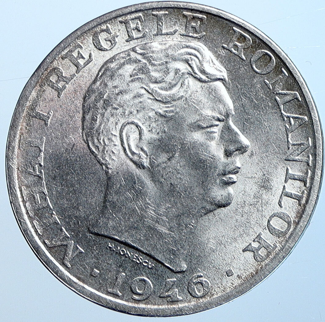 1946 ROMANIA King Michael I Shield OLD Silver 25000 Lei Romanian Coin i114689
