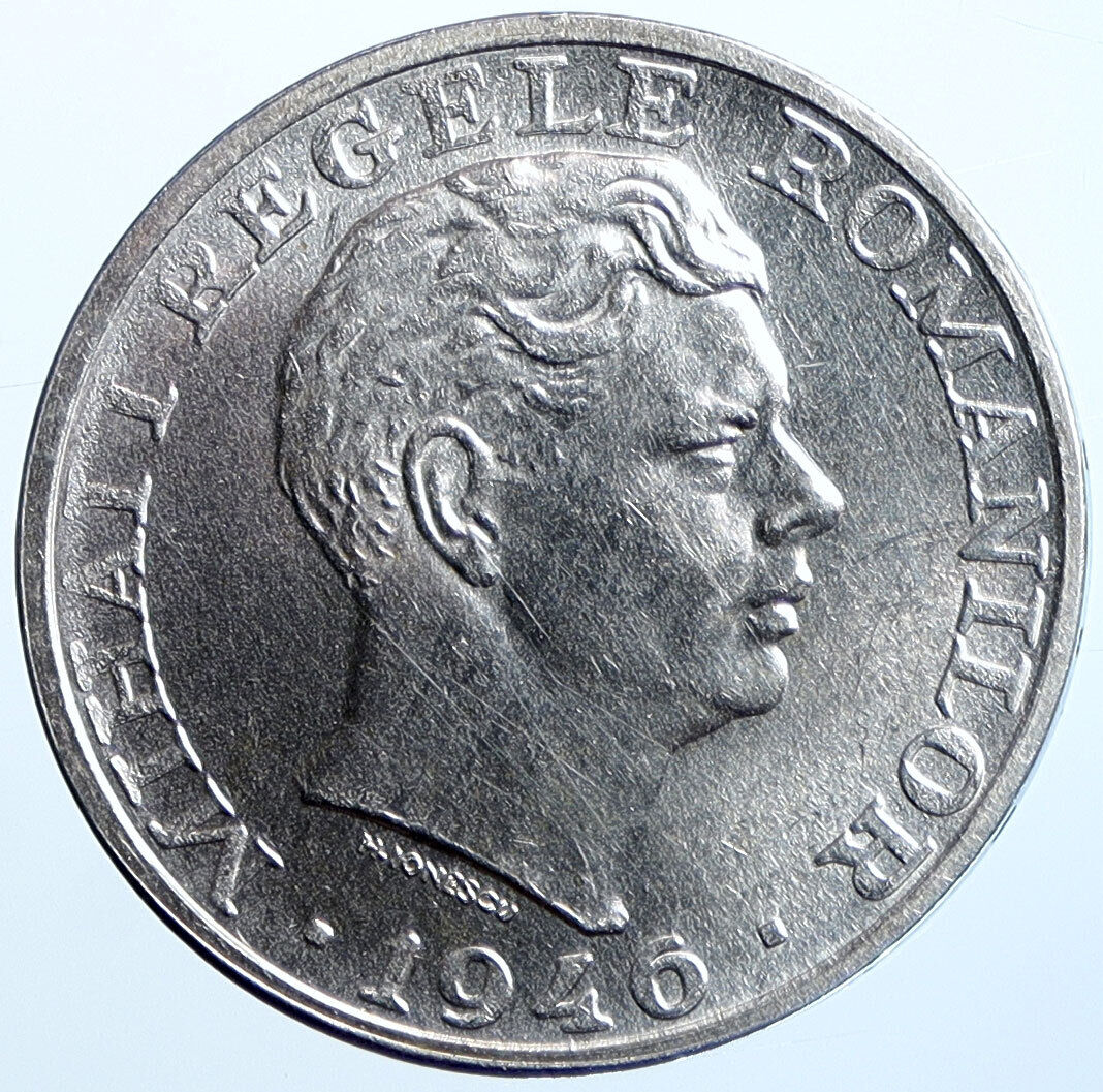 1946 ROMANIA King Michael I Shield OLD Silver 25000 Lei Romanian Coin i114672
