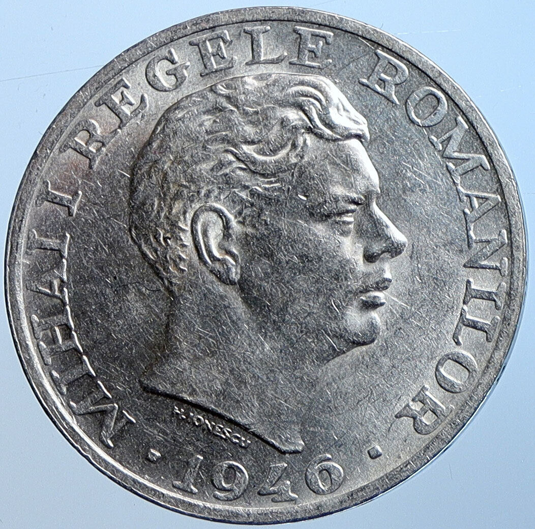 1946 ROMANIA King Michael I Shield OLD Silver 25000 Lei Romanian Coin i114712