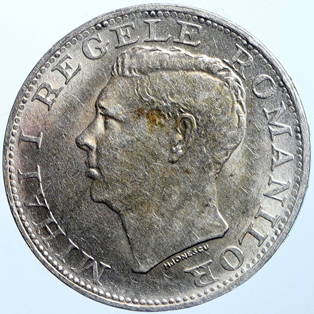 1944 ROMANIA Michael I Antique Genuine OLD Silver 500 LEI Romanian Coin i114682