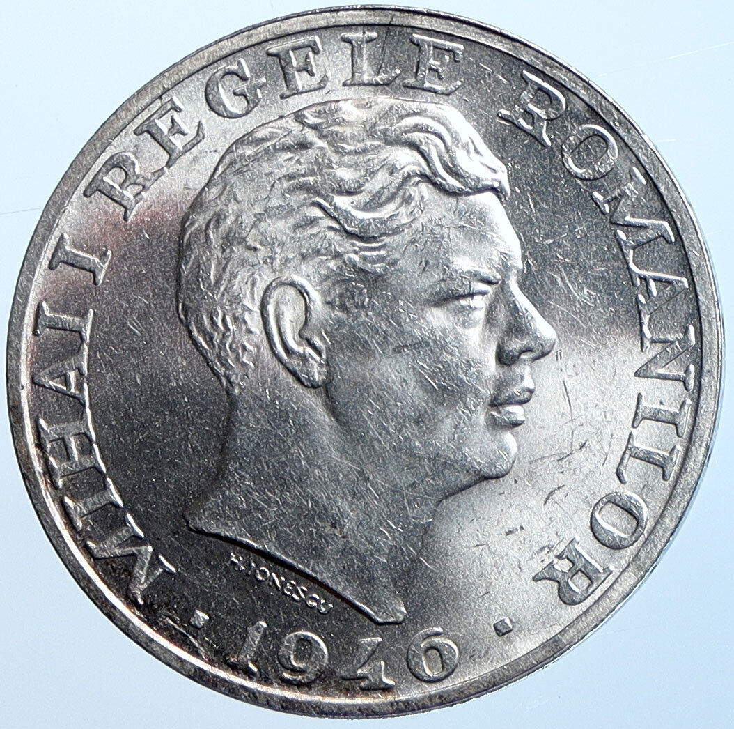 1946 ROMANIA King Michael I Shield OLD Silver 25000 Lei Romanian Coin i114683