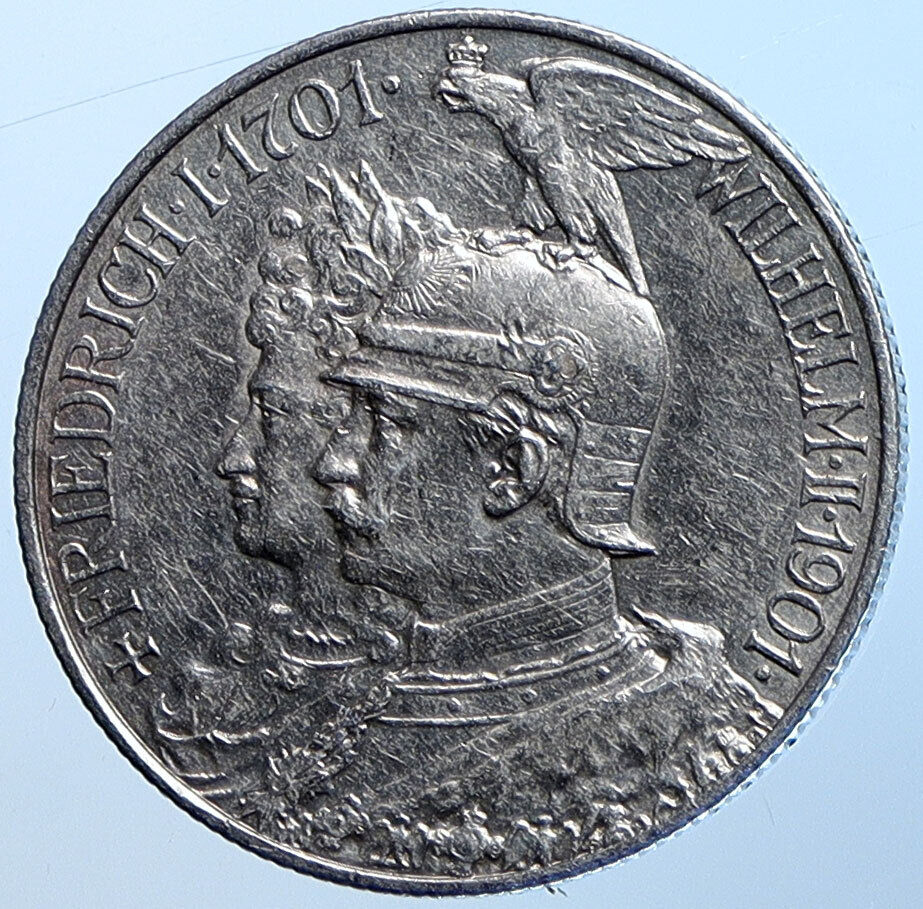 1901A Germany PRUSSIA KINGDOM Wilhelm II Frederick I Silver 2 Mark Coin i114710