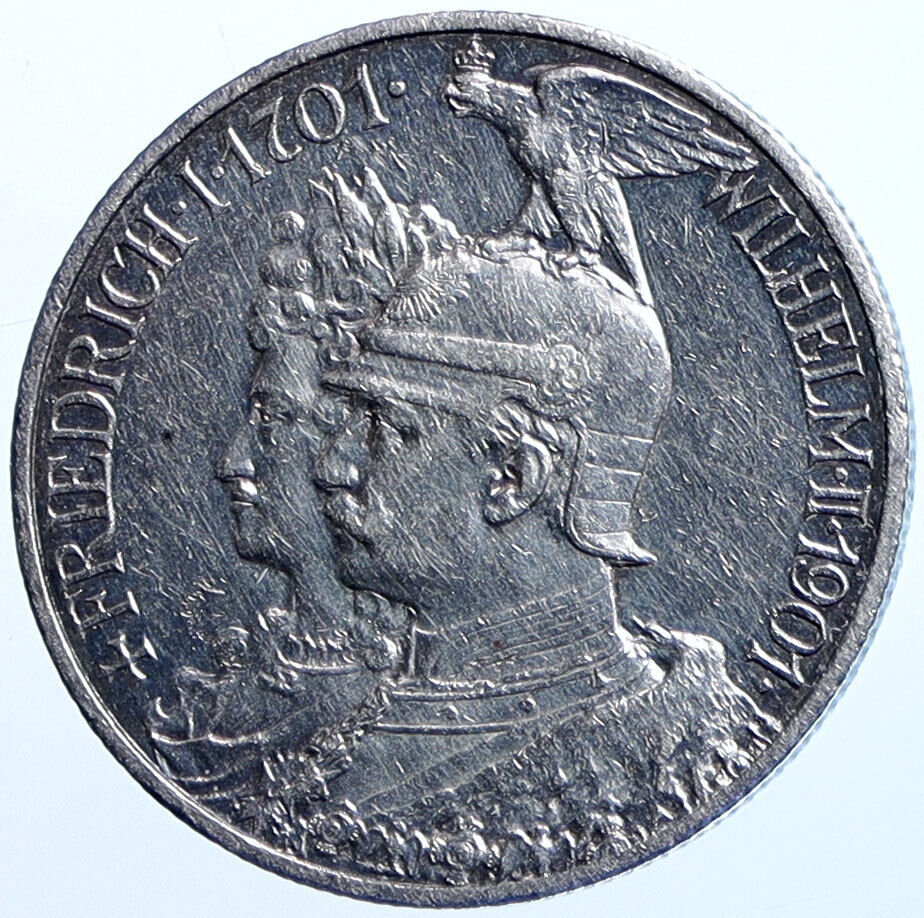 1901A Germany PRUSSIA KINGDOM Wilhelm II Frederick I Silver 2 Mark Coin i114670