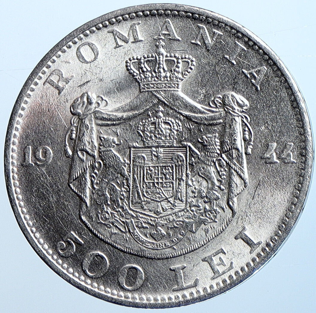 1944 ROMANIA Michael I Antique Genuine OLD Silver 500 LEI Romanian Coin i114694