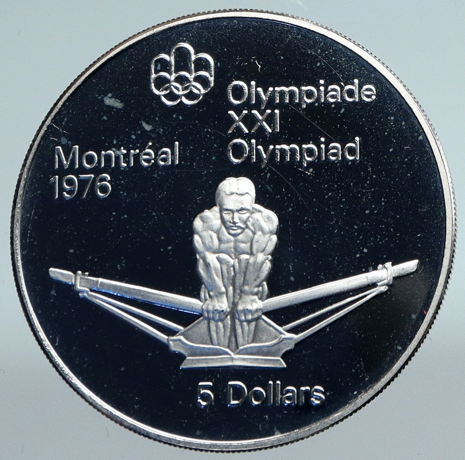 1974 CANADA Queen Elizabeth II Olympics Montreal OLD ROWING Silver 5 Coin i89777