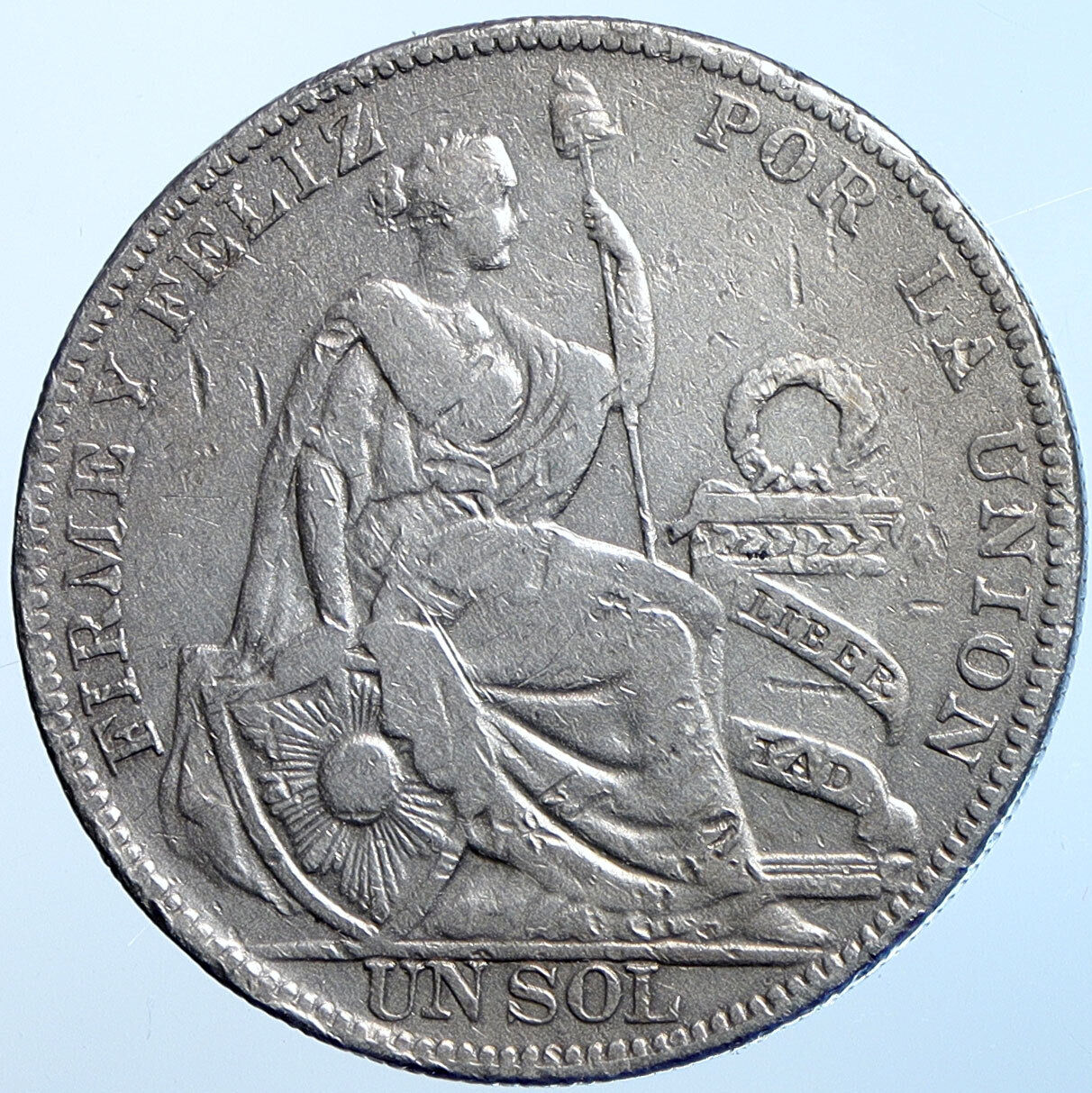 1930 PERU South America 1 SOL Antique BIG Original Silver Peruvian Coin i114661