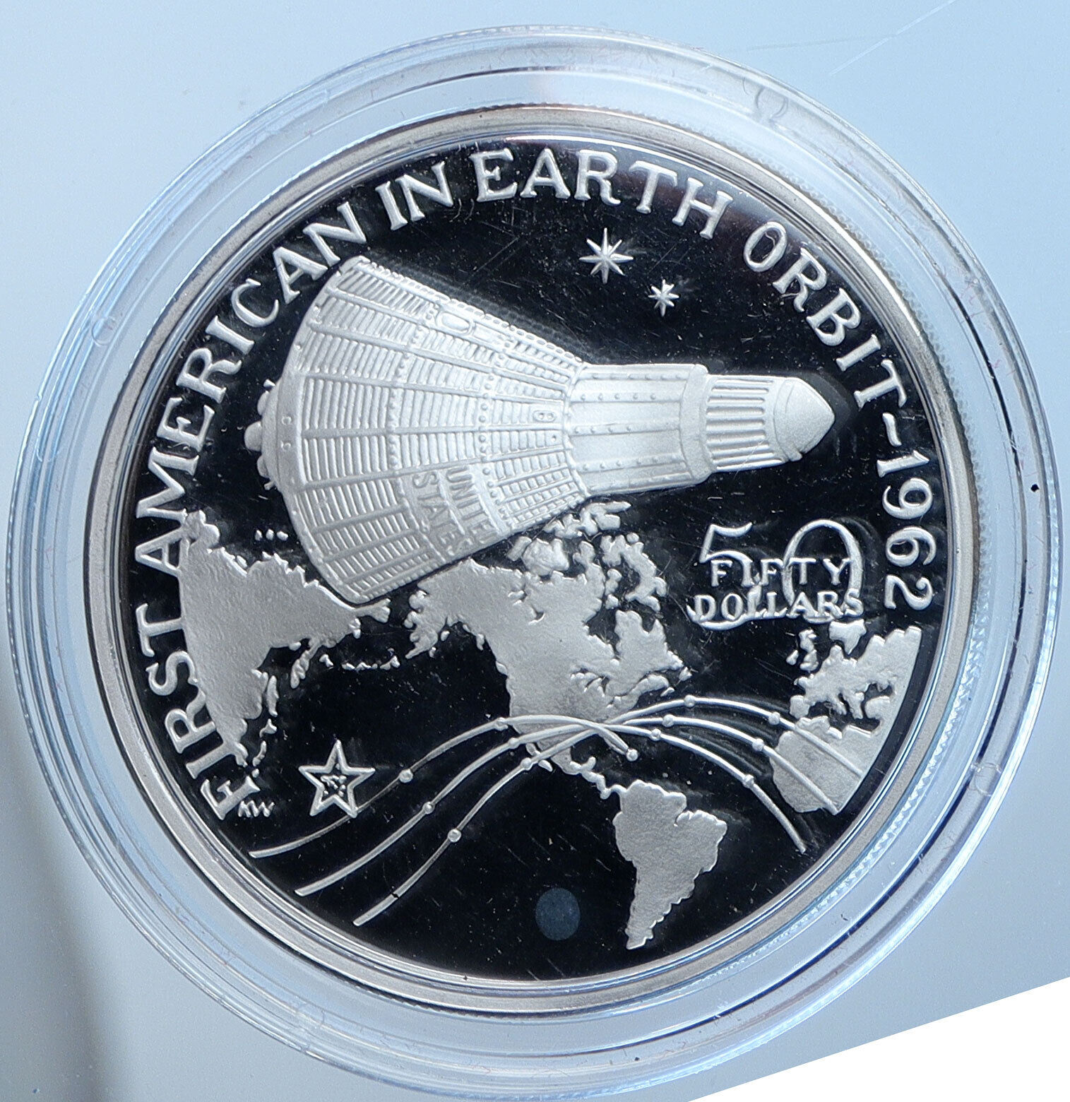1989 MARSHALL ISLANDS 1st American in Orbit Proof Silver 50 Dollars Coin i114592