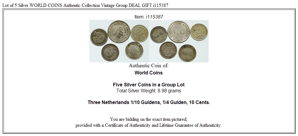 Lot of 5 Silver WORLD COINS Authentic Collection Vintage Group DEAL GIFT i115387