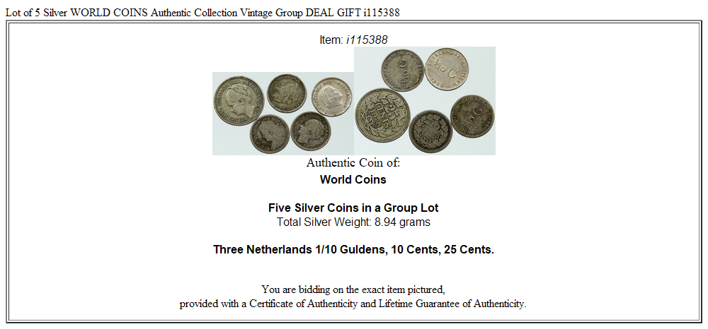 Lot of 5 Silver WORLD COINS Authentic Collection Vintage Group DEAL GIFT i115388