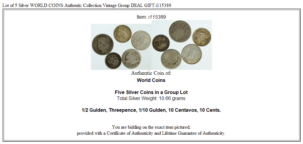 Lot of 5 Silver WORLD COINS Authentic Collection Vintage Group DEAL GIFT i115389